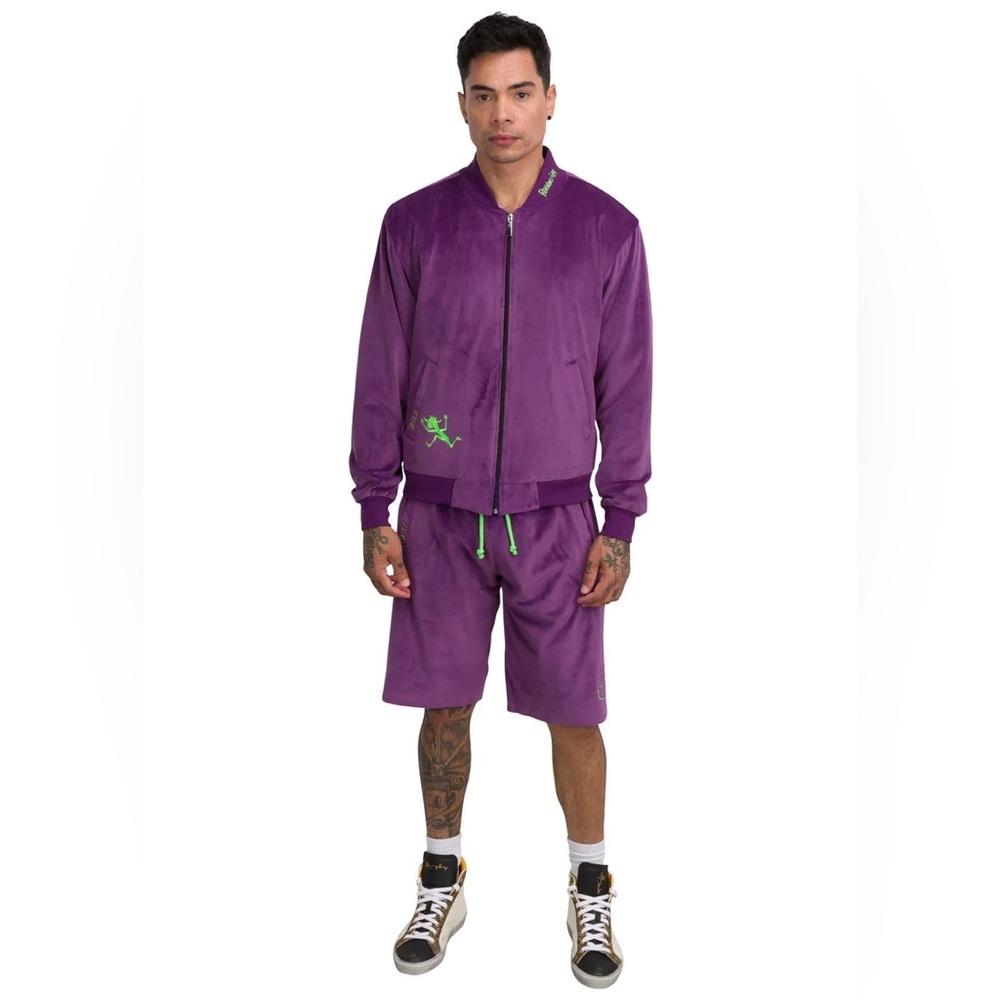 NWT Reigning Fury King Fury Purple Velour Full Zip Jacket Long Sleeve Set  XL